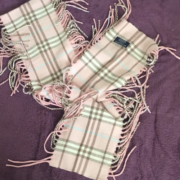 AUTHENTIC VINTAGE BURBERRY LONDON NOVA CHECK  100% {Cashmere] PINK Luxury Scarf - Picture 4 of 12